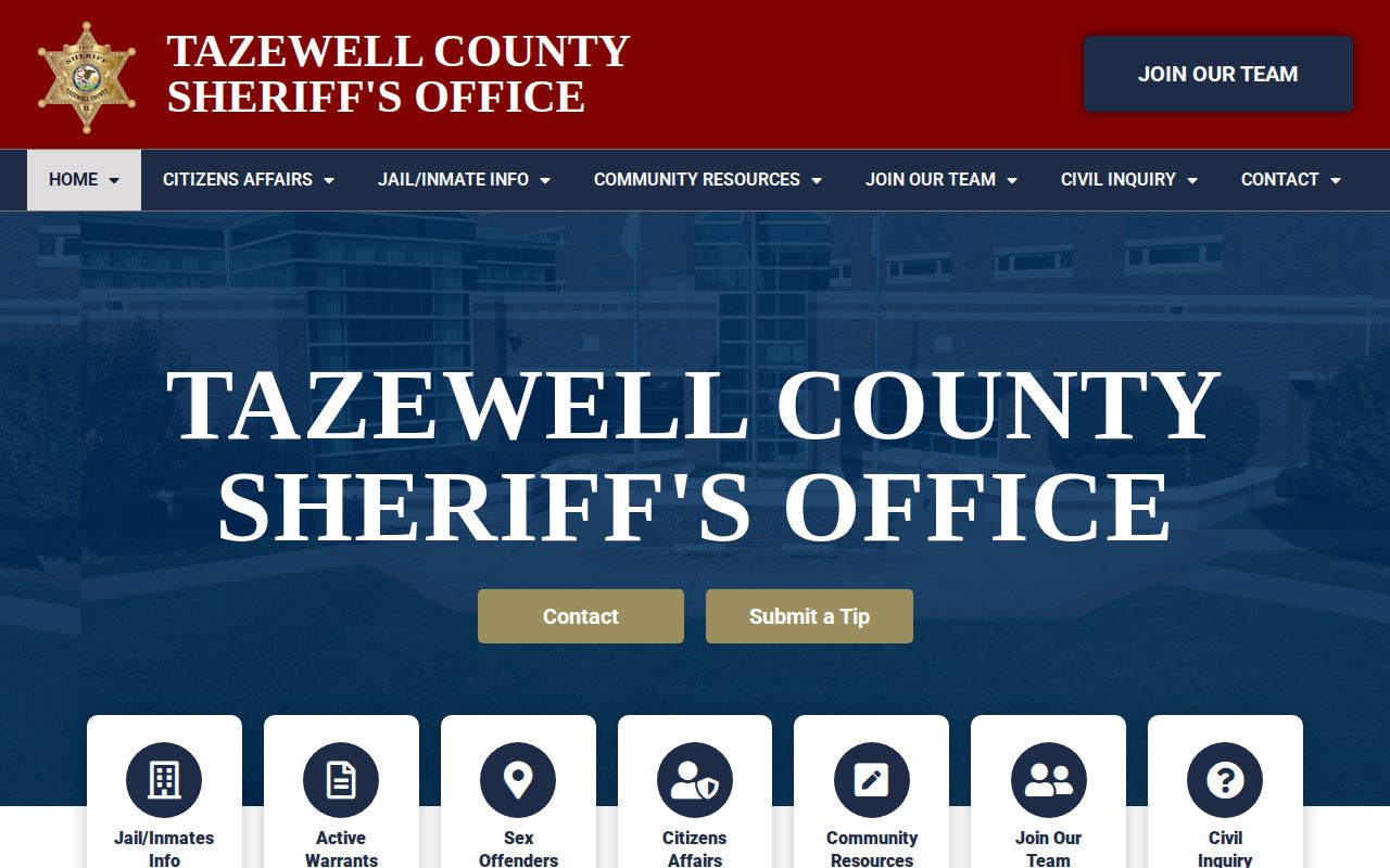 Tazewell County Sheriff official page for custody and arrest records
