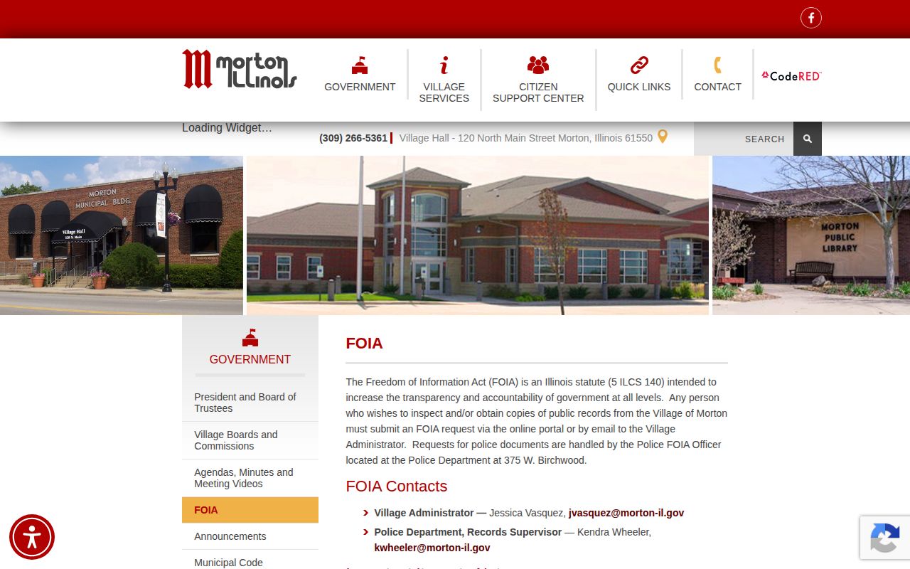 Village of Morton FOIA instructions and records-request reference page